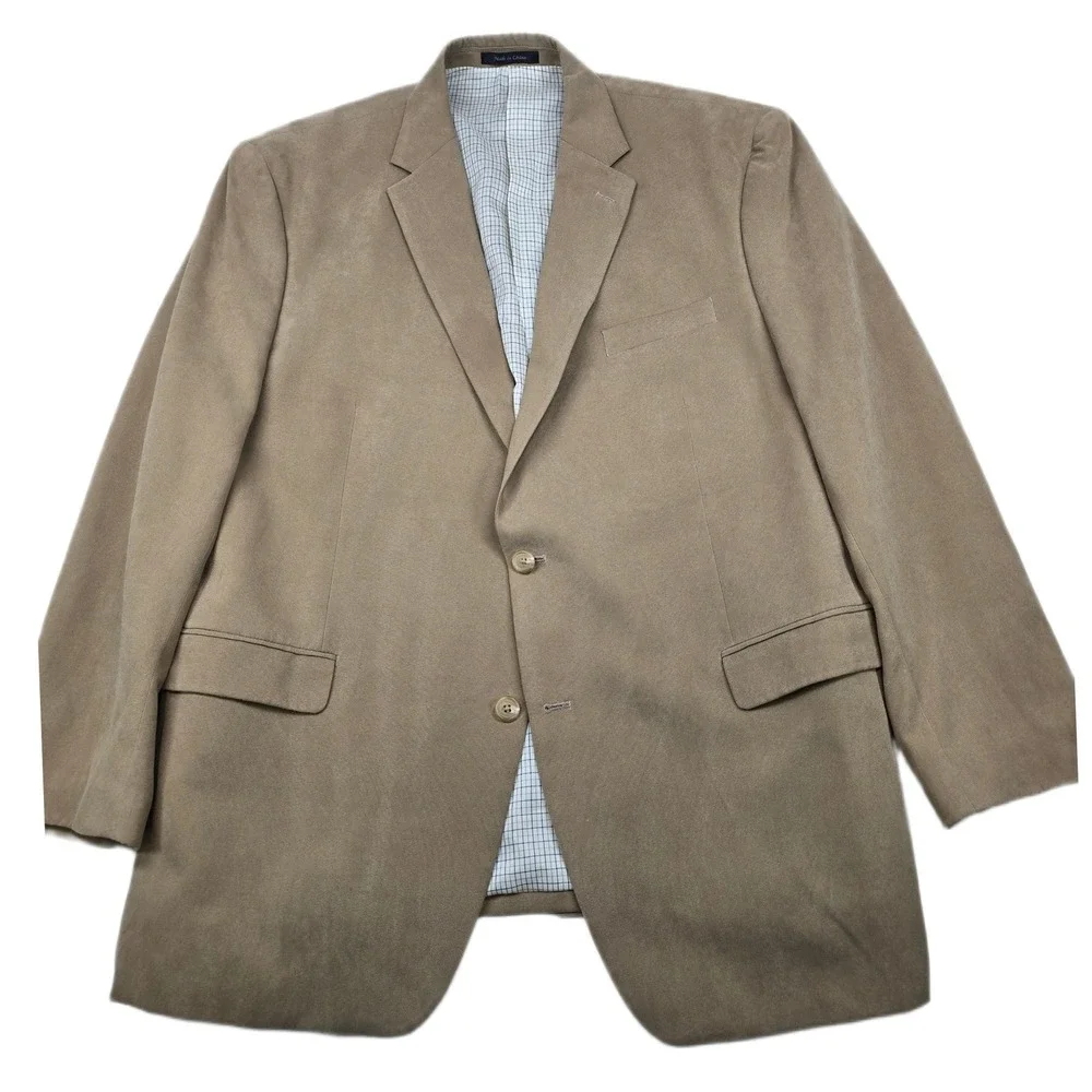 LRL Ralph Lauren‎ Faux Suede Sport Coat Mens 48R 48 Tan Blazer Jacket
